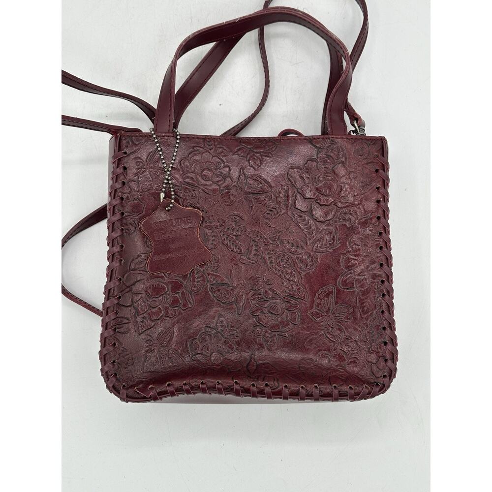 Genuine Leather Burgundy Satchel for Women Top Handle Handbag Crossbody VTG